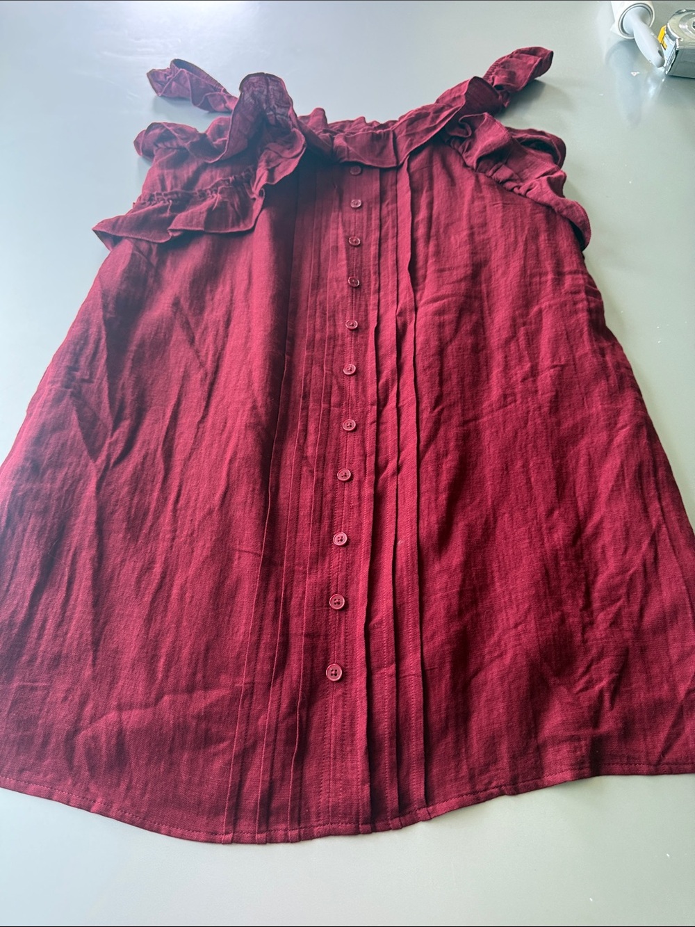 Universal Thread Burgundy Ruffle Mini Dress - Picture 3 of 9